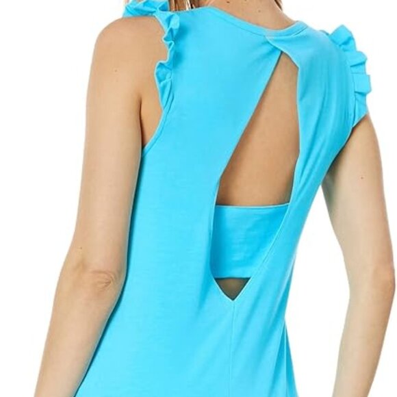 Lilly Pulitzer Blue Ruffle Tank Top - Picture 1 of 3